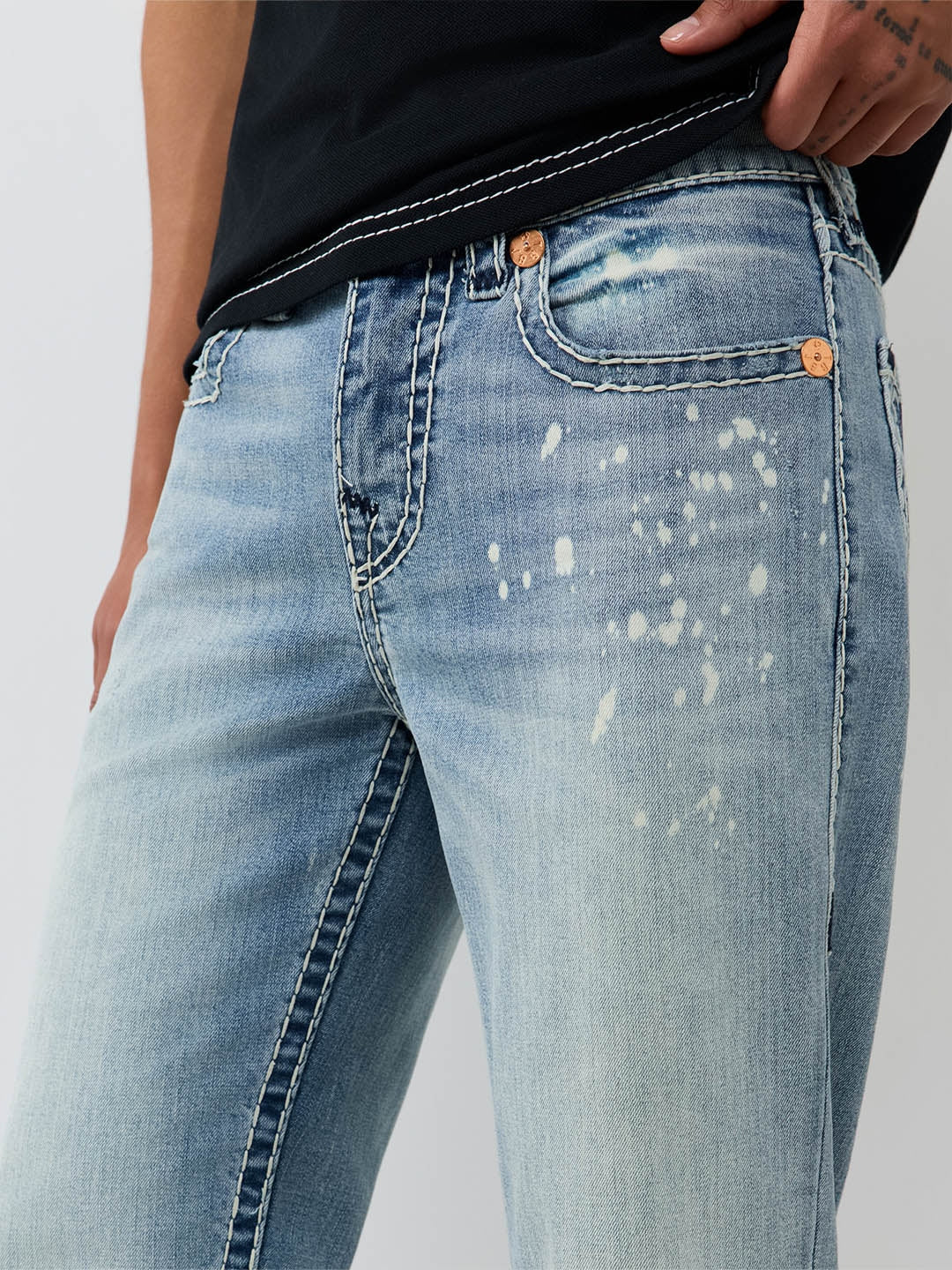 True Religion Men Blue Billy Super T Solid Bootcut Jeans