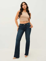 True Religion Joey SN Women Navy Blue Solid Flare Fit Jeans