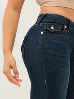 True Religion Joey SN Women Navy Blue Solid Flare Fit Jeans