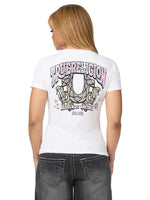 True Religion Women White Graphic Regular Fit T-Shirt