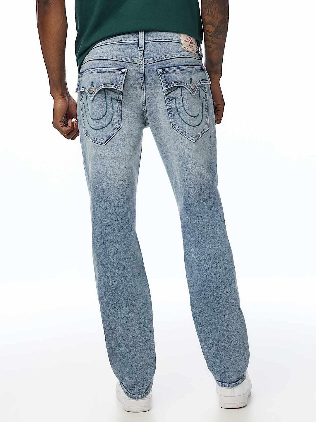 True Religion Men Geno SN Light Blue Solid Slim Fit Jeans
