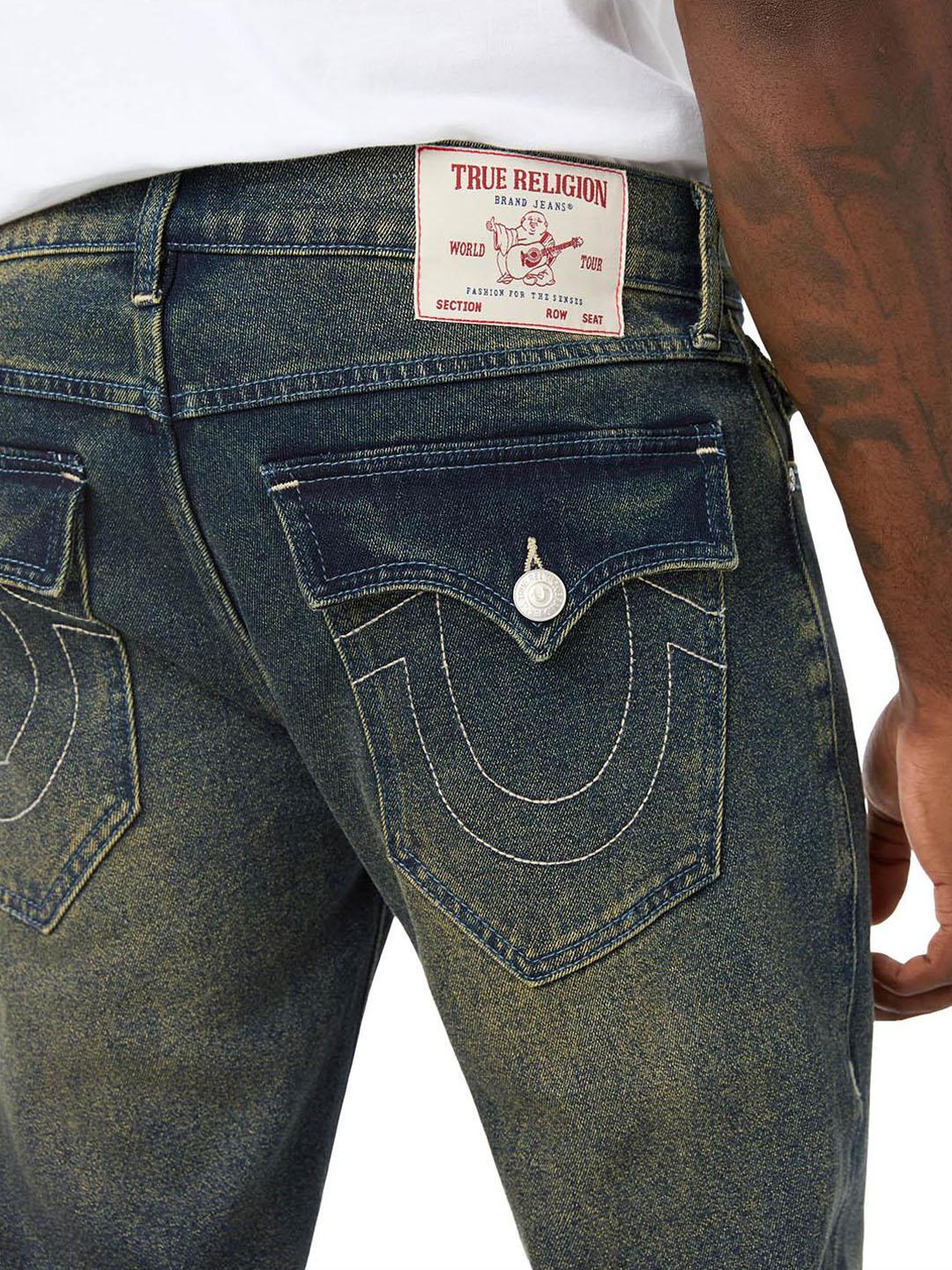 True Religion Men Geno SN Blue Solid Slim Fit Jeans