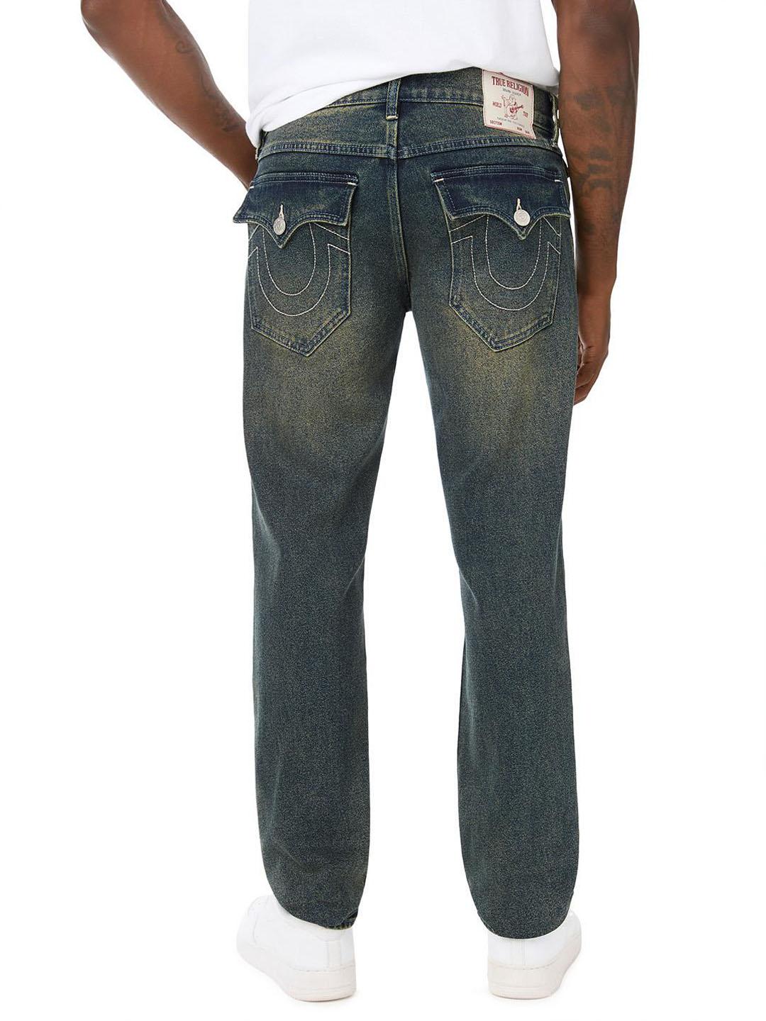 True Religion Men Geno SN Blue Solid Slim Fit Jeans