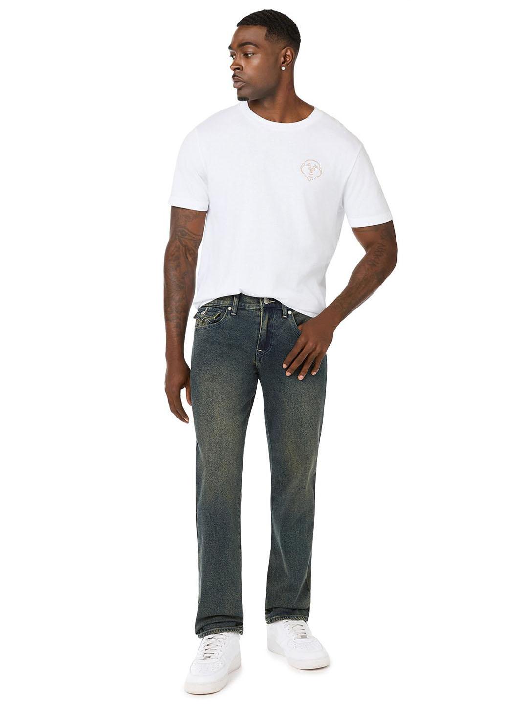 True Religion Men Geno SN Blue Solid Slim Fit Jeans