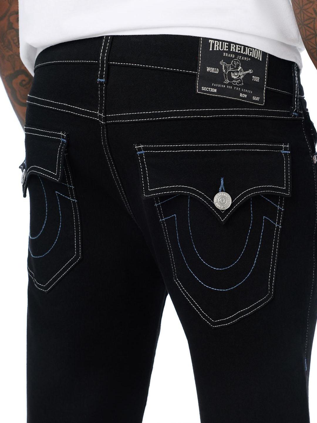 True Religion Men Ricky SN Black Solid Straight Fit Jeans