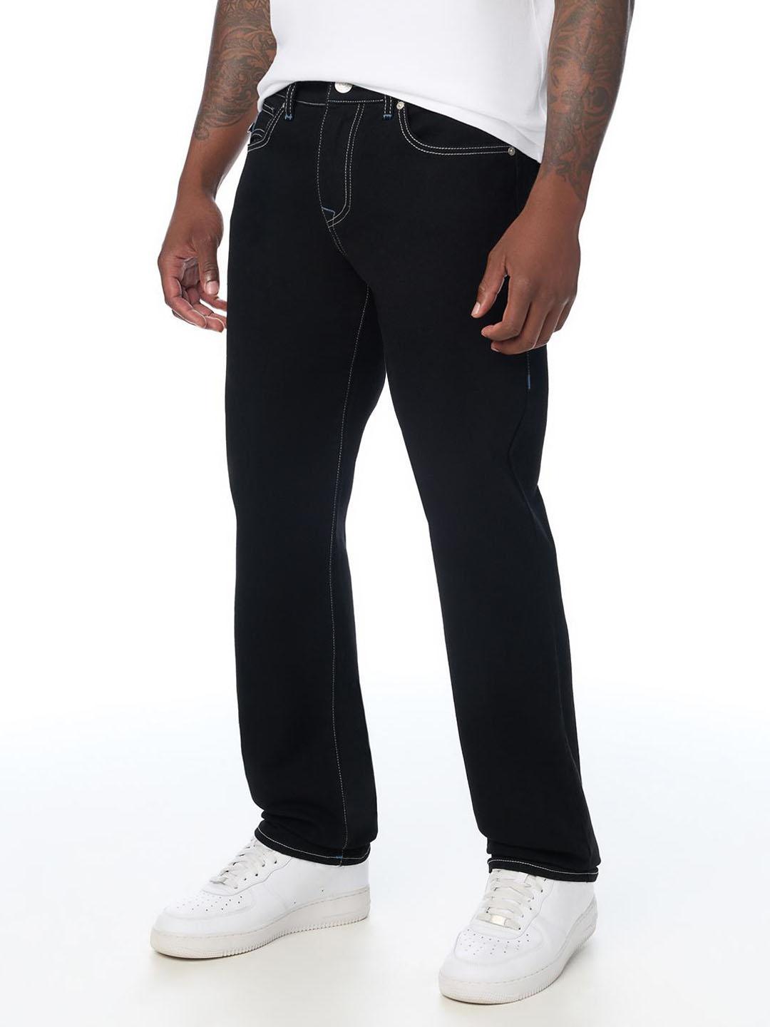 True Religion Men Ricky SN Black Solid Straight Fit Jeans