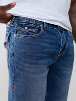 True Religion Men Navy Blue Geno Big T Solid Slim Fit Jeans