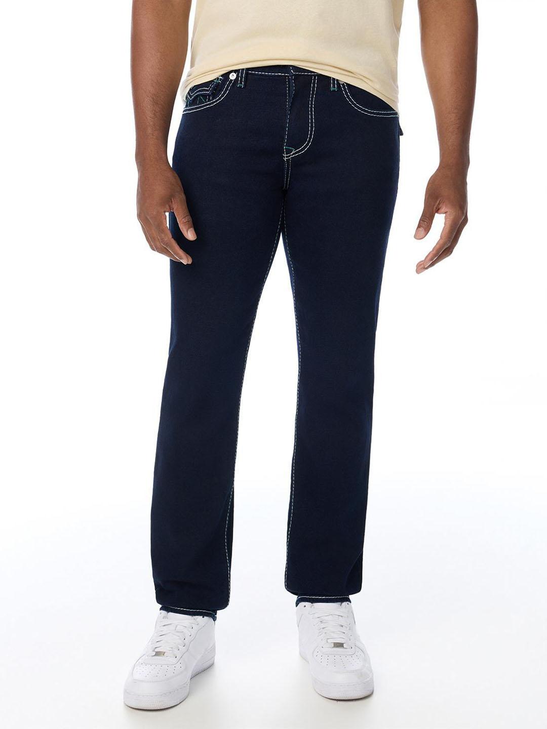 True Religion Men Geno Big T Navy Blue Solid Slim Fit Jeans