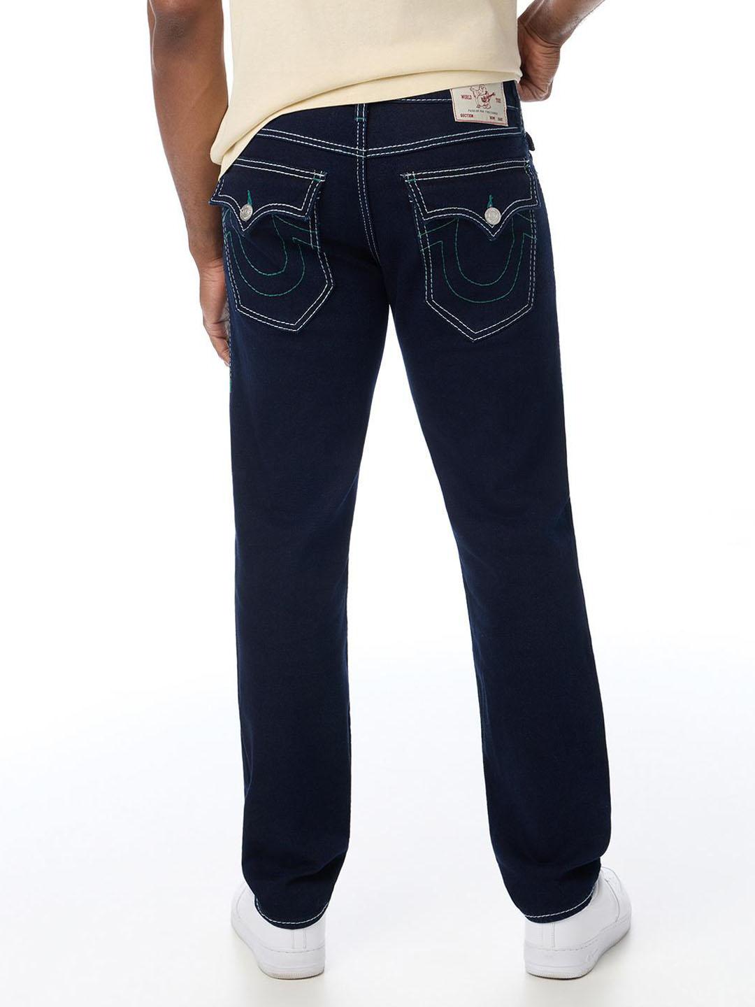 True Religion Men Geno Big T Navy Blue Solid Slim Fit Jeans