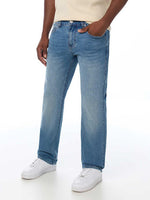 True Religion Men Ricky SN Blue Solid Straight Fit Jeans
