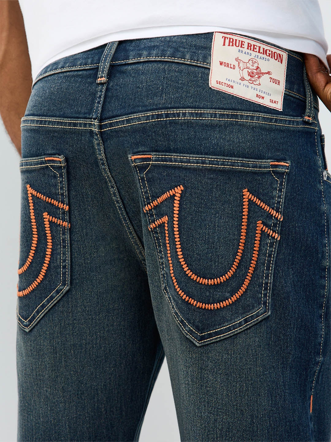 True Religion Men Navy Blue Ricky Solid Straight Fit Jeans