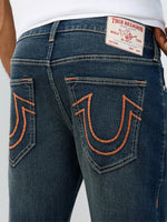 True Religion Men Navy Blue Ricky Solid Straight Fit Jeans