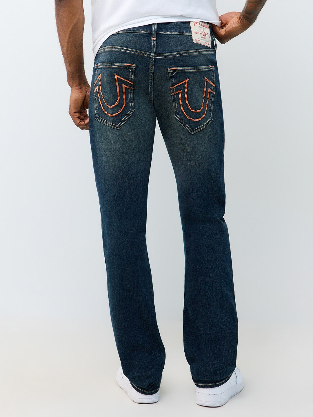 True Religion Men Navy Blue Ricky Solid Straight Fit Jeans