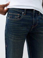 True Religion Men Navy Blue Ricky Solid Straight Fit Jeans