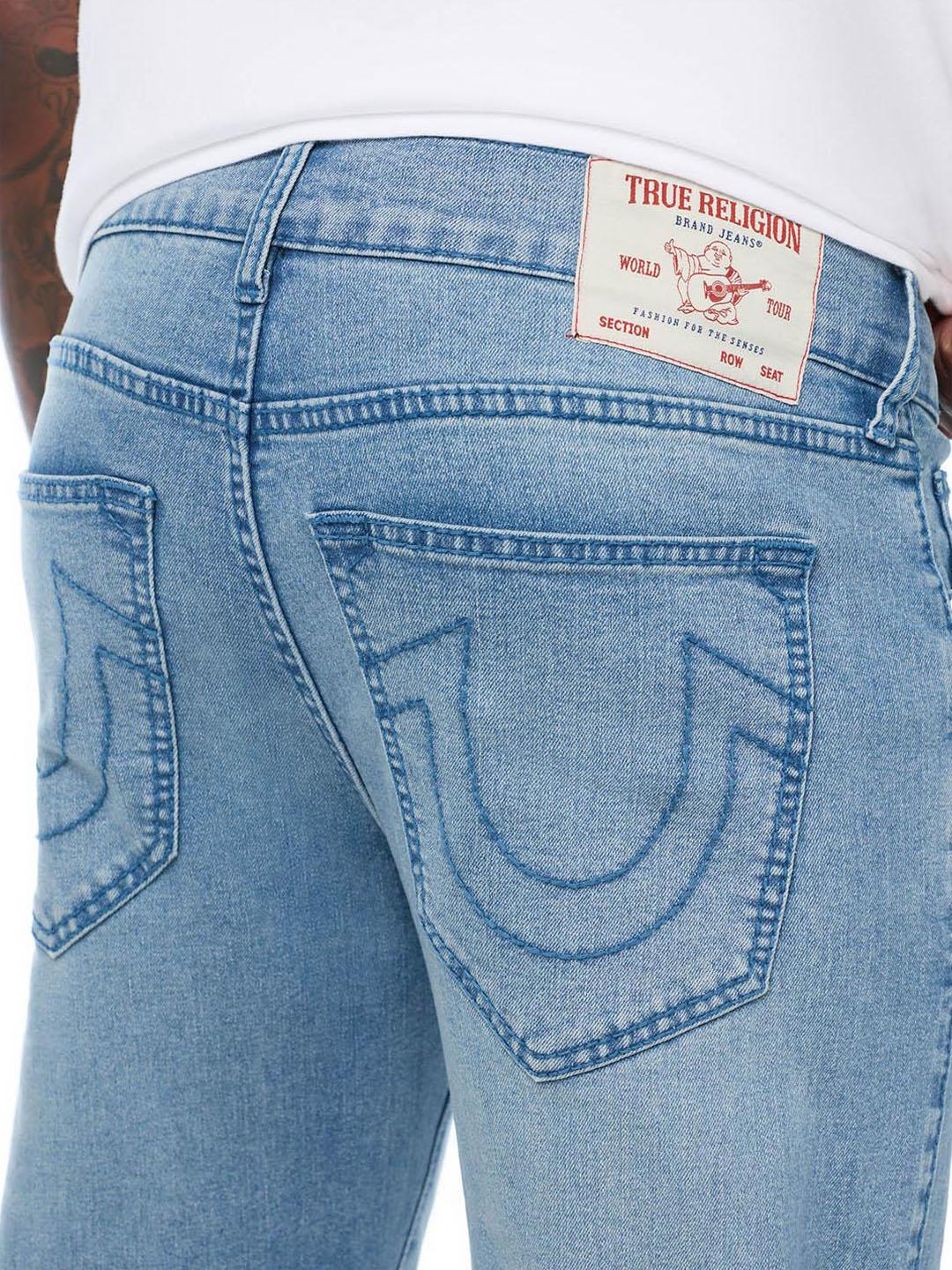 True Religion Men Ricky Big T Light Blue Solid Straight Fit Jeans