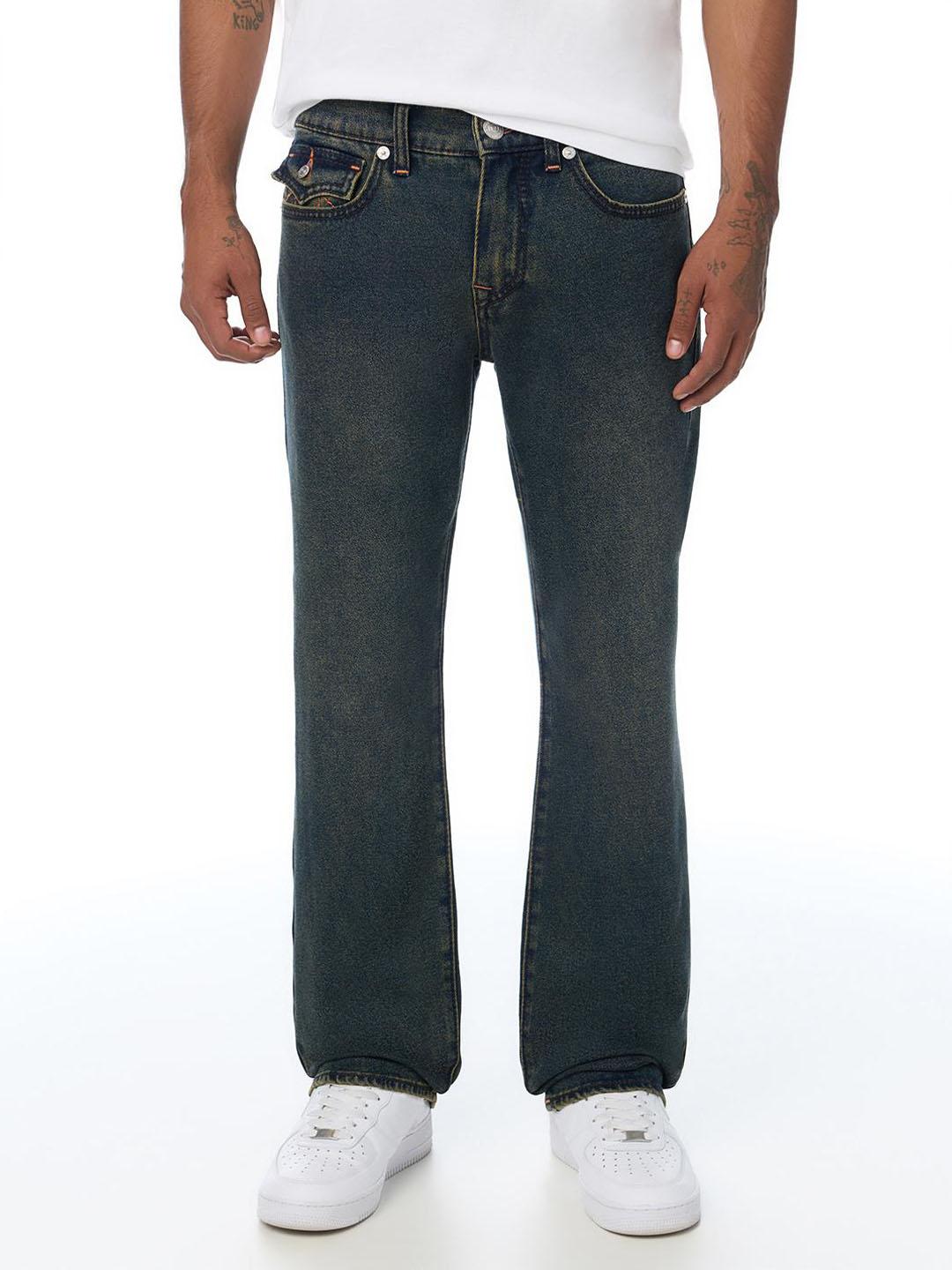 True Religion Men Ricky Big T Navy Blue Solid Straight Fit Jeans