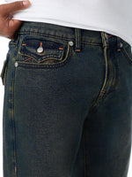 True Religion Men Ricky Big T Navy Blue Solid Straight Fit Jeans