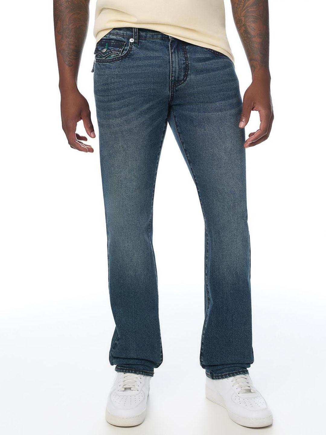 True Religion Men Ricky Big T Navy Blue Solid Straight Fit Jeans