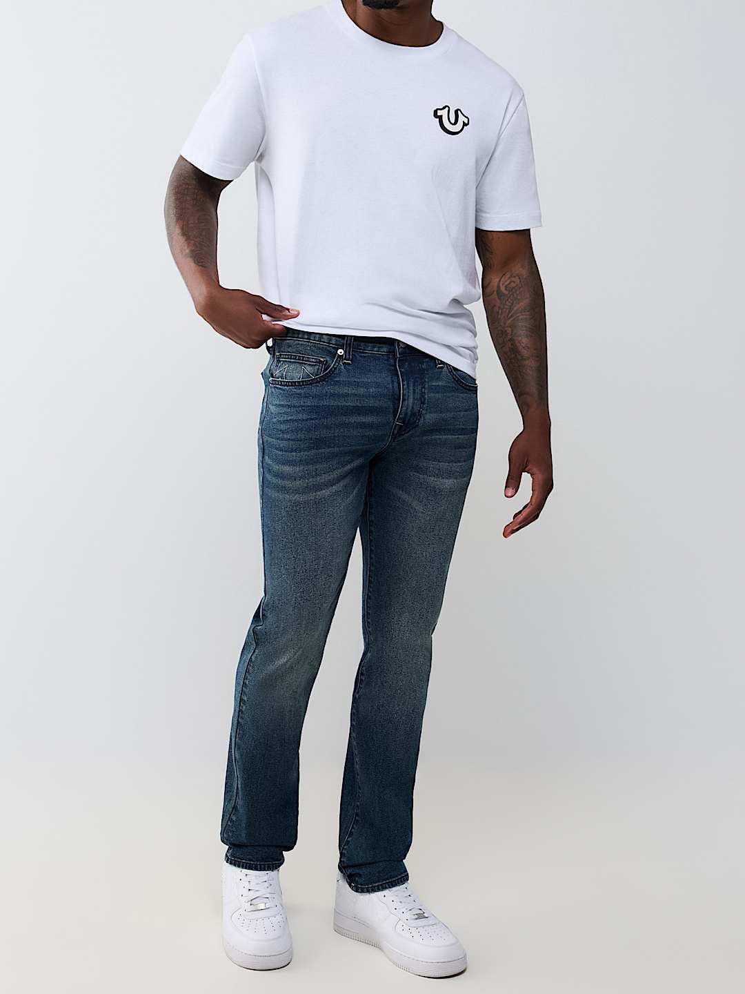 True Religion Men Rocco SN Navy Blue Solid Skinny Fit Jeans