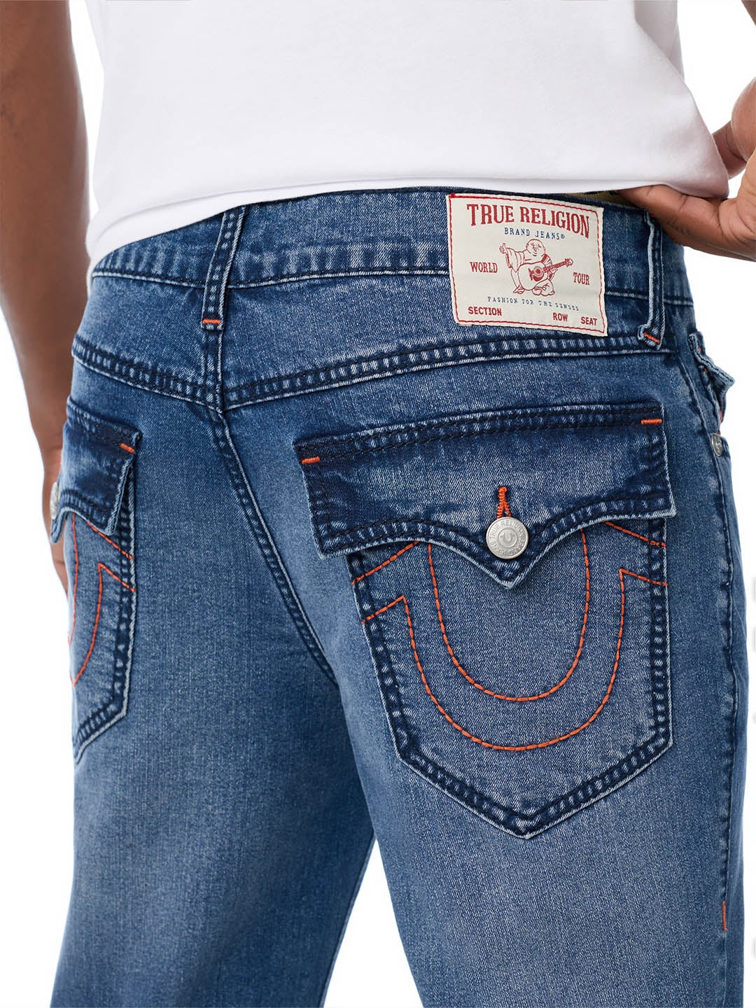 True Religion Men Blue Rocco Big T Solid Skinny Fit Jeans