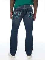 True Religion Men Navy Blue Ricky SN Solid Straight Fit Jeans
