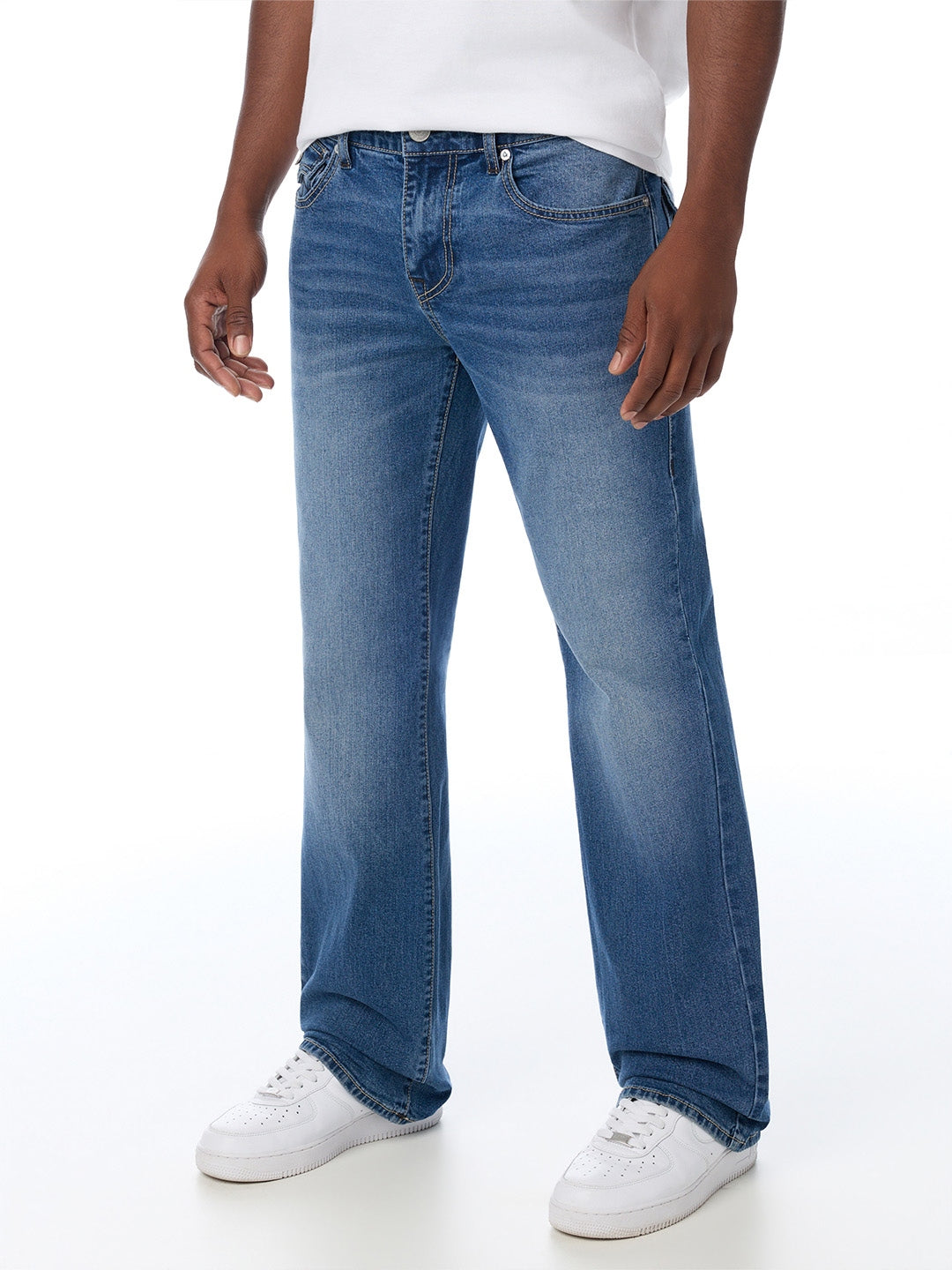 True Religion Men Blue Billy SN Solid Bootcut Jeans