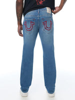True Religion Men Ricky SN Blue Solid Straight Fit Jeans