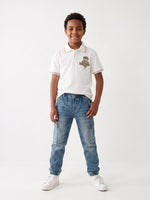 True Religion Boys White Regular Fit Solid Cotton Polo T-Shirt