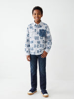True Religion Off White Regular Fit Printed Pure Cotton Shirt
