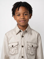 True Religion Boys Off White Solid Regular Fit Shirt
