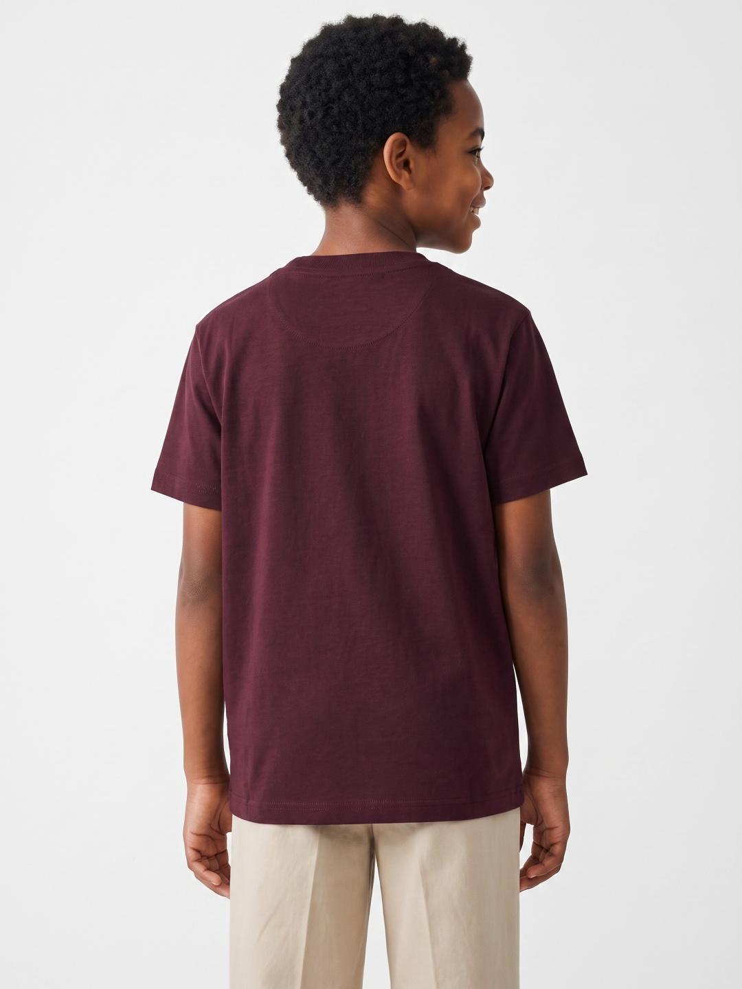 True Religion Boys Regular Fit Maroon Printed Pure Cotton Tshirt
