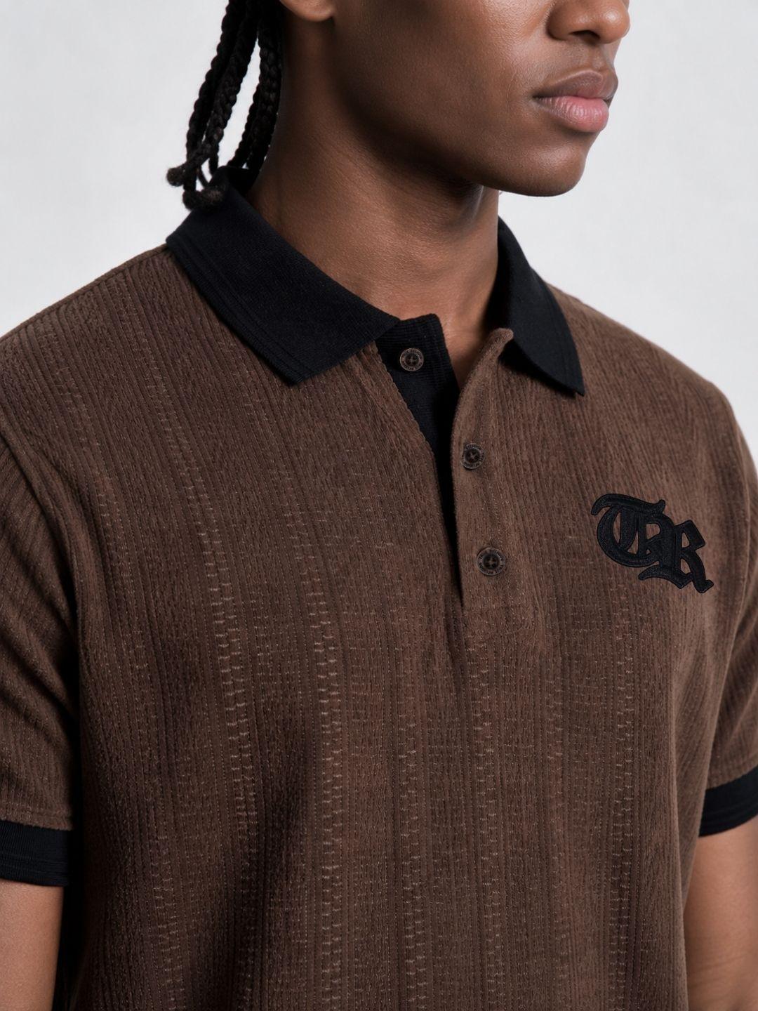 True Religion Men Brown Regular Fit Solid Polo T-Shirt