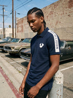 True Religion Navy Regular Fit Solid Pure Cotton Polo Tshirt