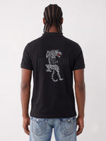 True Religion Men Black Solid Regular Cotton Polo T-Shirt