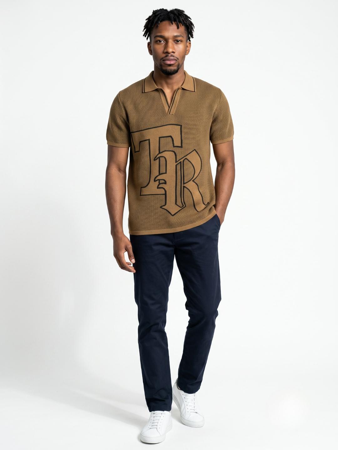 True Religion Men Mustard Regular Fit Solid Pure Cotton Polo Tshirt