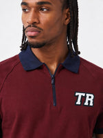 True Religion Men Wine Solid Regular Fit Cotton Polo T-Shirt