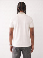 True Religion White Regular Fit Solid Pure Cotton Polo Tshirt