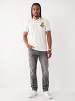 True Religion White Regular Fit Solid Pure Cotton Polo Tshirt
