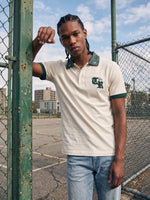 True Religion Off White Regular Fit Solid Pure Cotton Polo Tshirt