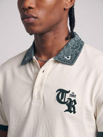 True Religion Off White Regular Fit Solid Pure Cotton Polo Tshirt