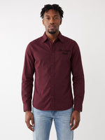 True Religion Men Wine Solid Regular Fit Shirt