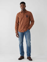 True Religion Men Orange Solid Regular Fit Cotton Shirt