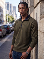 True Religion Men Olive Solid Regular Fit Sweatshirt