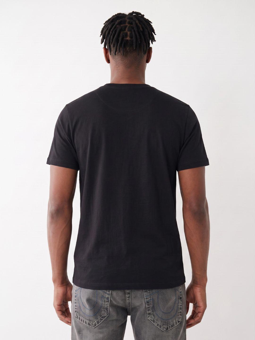 True Religion Black Regular Fit Graphic Cotton Tshirt