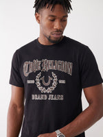 True Religion Black Regular Fit Graphic Cotton Tshirt