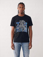 True Religion Men Black Graphic Regular Fit Cotton T-Shirt