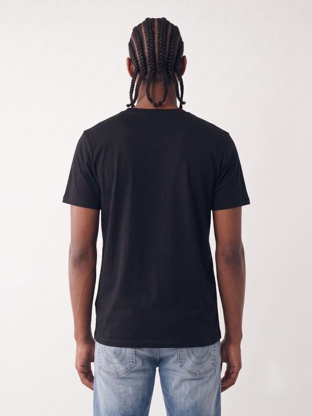 True Religion Men Black Graphic Regular Fit Cotton T-Shirt