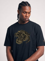 True Religion Black Boxy Fit Graphic Pure Cotton Tshirt