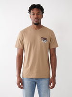 True Religion Khakhi Regular Fit Solid Pure Cotton Tshirt