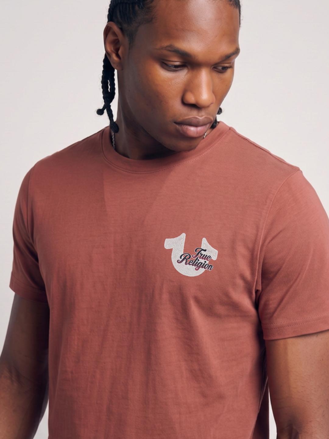 True Religion Rust Regular Fit Solid Pure Cotton Tshirt